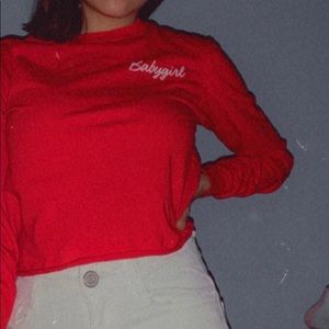 Red baby girl cropped shirt